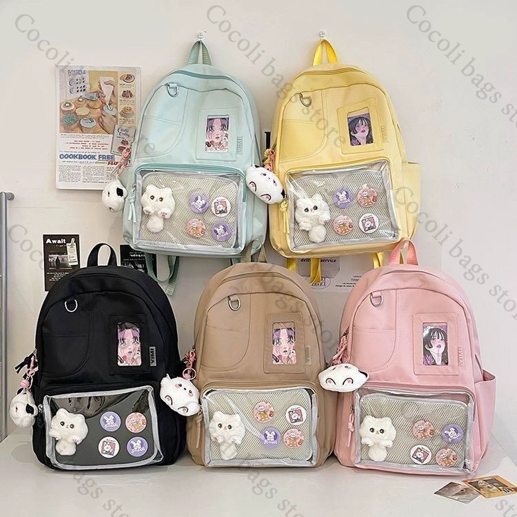 솔리드 컬러 캔디 컬러 백팩 이타백 이타백 여학생용 백 - Canvas Backpack Casual 리뷰 및 가격