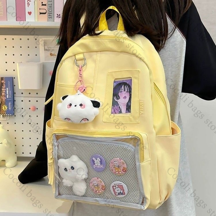 솔리드 컬러 캔디 컬러 백팩 이타백 이타백 여학생용 백 - Canvas Backpack Casual 리뷰 및 가격